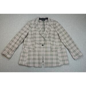 Lane Bryant Blazer Womens 18 Plaid Stretch Peak Lapel One-Button Jacket